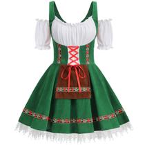Fantasia da Oktoberfest GRAJTCIN Vestido feminino de veludo Dirndl verde GL Fantasia da Oktoberfest GRAJTCIN Vestido feminino de veludo Dirndl verde GL