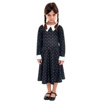 Fantasia da Wandinha Infantil Preto com Estampas Vestido Vandinha Addams Anjo 347 Fantasia da Wandinha Infantil Preto com Estampas Vestido Vandinha Addams Anjo 347