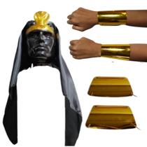 Fantasia de adereço turbante egípcio Faraó em tecido masculino carnaval