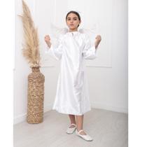 Fantasia de Anjo Infantil Túnica Anjinho Querubim Bata Arcanjo Capa Coroação