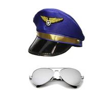 Fantasia De Aviador Piloto C/ Quepe Azul E Óculos Espelhado Fantasia De Aviador Piloto C/ Quepe Azul E Óculos Espelhado