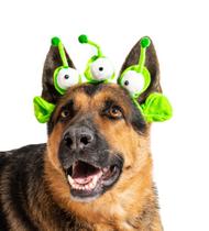 Fantasia de bandana para cães Midlee Alien com 3 olhos verde limão
