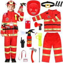 Fantasia de bombeiro HUUIDY Fireman com ferramentas para crianças a partir de 4 anos