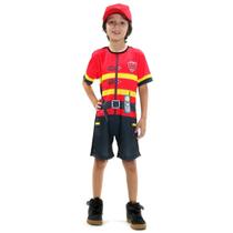 Fantasia de Bombeiro Infantil Curta com Boné Roupa Bombeiro Salva Vidas Sulamericana 910116 Fantasia de Bombeiro Infantil Curta com Boné Roupa Bombeiro Salva Vidas Sulamericana 910116