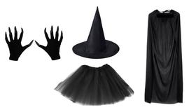 Fantasia de bruxa adulto 4 peças halloween festas