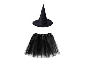Fantasia de Bruxa Com Saia e Chapeu Halloween Festas