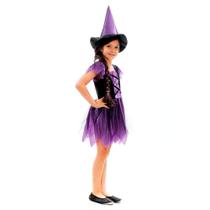 Fantasia de Bruxa Encantada Infantil Com Chapéu de Halloween