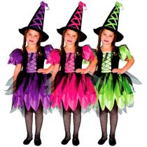 Fantasia de Bruxa Infantil Várias Cores com Chapéu Fantasia de Bruxa Infantil Várias Cores com Chapéu