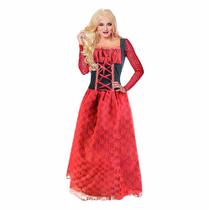 Fantasia de Bruxa Luxo Vermelho Adulto de Halloween 32 á 50