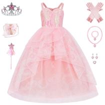 Fantasia de bruxa para meninas Encfoeo, vestido de tule rosa com conjunto de 8 peças Fantasia de bruxa para meninas Encfoeo, vestido de tule rosa com conjunto de 8 peças