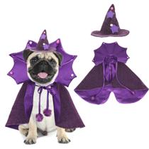 Fantasia de cachorro ADOGGYGO Wizard Halloween com capa e chapéu para M Fantasia de cachorro ADOGGYGO Wizard Halloween com capa e chapéu para M