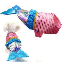 Fantasia de cachorro Cyeollo Mermaid Small Dog Halloween Outfit M