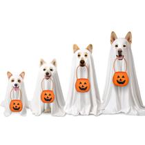 Fantasia de cachorro Huhumy Halloween Ghost Cosplay Roupas com bolsa