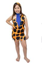 Fantasia de Carnaval Infantil Cavernosa Estampada Laranja