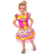 Fantasia De Carnaval Palhacinha de Circo Infantil Colorida Fantasia De Carnaval Palhacinha de Circo Infantil Colorida