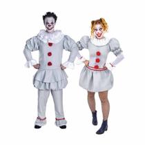 Fantasia de Casal Palhaço It Cosplay Pennywise Halloween Cosplay Circo Macabro Assassino Festa Halloween Noite do Terror