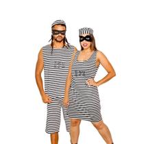 Fantasia de Casal Presidiário Listrado 171 Irmãos Metralha Regata Bandido Adulto Carnaval Halloween Cosplay Fantasia de Casal Presidiário Listrado 171 Irmãos Metralha Regata Bandido Adulto Carnaval Halloween Cosplay