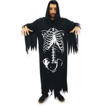 Fantasia de Caveira Adulto Esqueleto Capuz Túnica Halloween