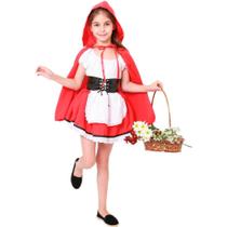 Fantasia de Chapeuzinho Vermelho de Luxo Com Capa Halloween Infantil Fantasia de Chapeuzinho Vermelho de Luxo Com Capa Halloween Infantil