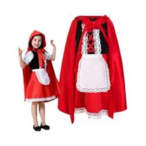 Fantasia De Chapeuzinho Vermelho Para Meninas, Capa Com Capuz, Vestido De Halloween Para