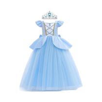 Fantasia De Cinderela Com Lantejoulas Para Meninas Com Coroa E Luvas, Vestido De Festa De