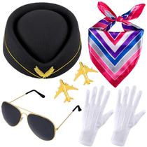 Fantasia de comissária de bordo, bencailor feminino de Halloween, 6 peças Fantasia de comissária de bordo, bencailor feminino de Halloween, 6 peças