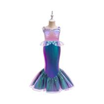 Fantasia De Cosplay Da Pequena Sereia Para Meninas, Conjunto De 7 Peças, Vestido De Princesa Ariel