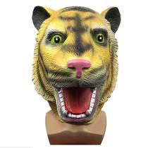 Fantasia de cosplay de comédia de rosto inteiro com máscara Tiger Headgear Latex
