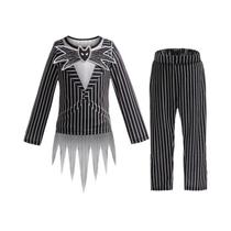 Fantasia De Cosplay De Esqueleto Para Meninos, Conjunto Listrado De Duas Peças Para Halloween, 2-8