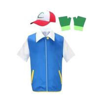 Fantasia De Cosplay Do Treinador Pokémon Blue Ash Ketchum Para Homens, Mulheres, Meninos E Meninas,