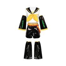 Fantasia De Cosplay Kagamine Rin Len Com Orelhas, Série Colaborativa, Top E Shorts De Cosplay