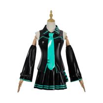 Fantasia De Cosplay Mikuu Miku 16ª Edição, Vestido Midi De Couro Sexy, Uniforme JK Para Festa De