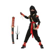 Fantasia De Cosplay Ninja Samurai Para Crianças De 3 a 12 Anos Com Espada Vermelha E Garfo, Vestido