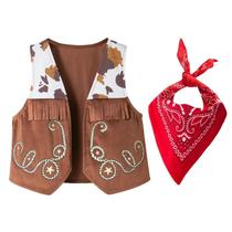 Fantasia De Cowboy Para Bebês Meninos 4 Peças: Colete, Lenço, Calça Comprida E Chapéu Roupa De