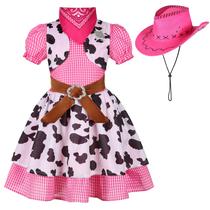 Fantasia de cowgirl Nuehoryu para meninas com chapéu de Halloween de 5 a 6 anos