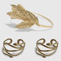 Fantasia De Deusa Grega Romana C/ 1 Tiara De Louro 2 Braceletes Cobra Feminino