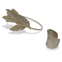 Fantasia de Deusa Grega Romana Egípcia C/ 1 Tiara De Louro E 1 Bracelete Feminino - 2 Pçs Adereços de Festas