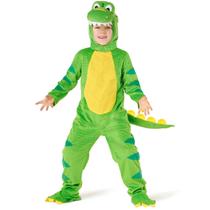 Fantasia de dinossauro Morph Green Dinosaur Kids 3-9 anos com capuz