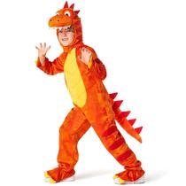 Fantasia de dinossauro Morph Orange Triceratops para crianças de 3 a 9 anos