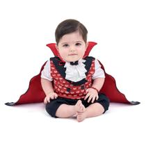 Fantasia de Drácula Bebê Baby Infantil Festas Halloween + Capa Fantasia de Drácula Bebê Baby Infantil Festas Halloween + Capa