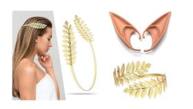 Fantasia de Elfo Tiara Bracelete e Orelha Latex Festas