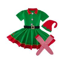 Fantasia De Elfo Verde Para Meninas, Traje De Natal Para Crianças Com Acessórios, Vestuário De Natal Fantasia De Elfo Verde Para Meninas, Traje De Natal Para Crianças Com Acessórios, Vestuário De Natal