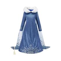 Fantasia De Elsa Rainha Da Neve Para Meninas, Vestido De Princesa Com Lantejoulas Para Cosplay E