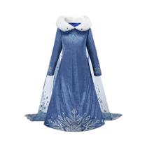 Fantasia De Elsa Rainha Da Neve Para Meninas, Vestido De Princesa Com Lantejoulas Para Cosplay E
