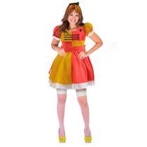 Fantasia de Emília Sitio do Picapau Amarelo Adulto Com Tiara