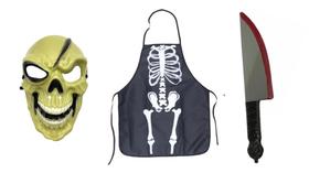 Fantasia de esqueleto adulto 3 peças halloween