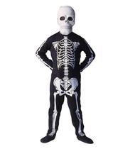 Fantasia de Esqueleto Infantil Longa Com Máscara pro Halloween