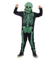 Fantasia de Esqueleto Infantil Verde de Luxo