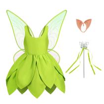 Fantasia de fada Kosgraiy Tinkerbell para meninas com asas e orelhas de 100 cm