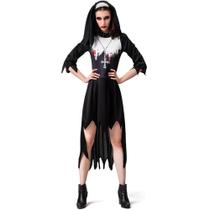 Fantasia de Halloween A Freira Maldita Adulta Feminina Com Véu Fantasia de Halloween A Freira Maldita Adulta Feminina Com Véu